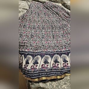 Floral Print Women's Long Flare Skirt